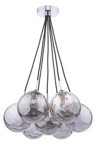 Dar Lighting Elpis 7 Light Cluster Ceiling Pendant Light In Polished Chrome With Round Smoked Glass ELP342-10