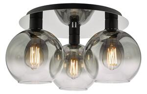Dar Lighting Lycia 3 Light Flush Ceiling Light In Matt Black With Smoked Ombre Glass LYC5322