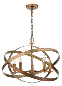 Dar Lighting Nitya 5 Light Ceiling Pendant Light In Mottled Copper Finish NIT0564