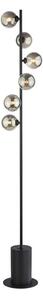 Dar Lighting Spiral 6 Light Floor Lamp In Matt Black With Round Smoked Glass SPI4922-01