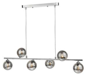 Dar Lighting Spiral 6 Light Bar Pendant Light In Polished Chrome With Smoked Glass SPI6450-01