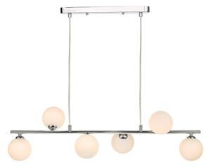 Dar Lighting Spiral 6 Light Bar Pendant Light In Polished Chrome With Opal Glass SPI6450-02