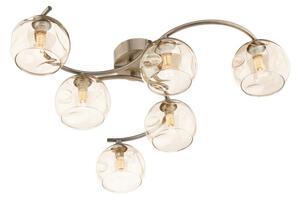 Dar Lighting Nakita 6 Light Semi Flush Ceiling Light In Antique Brass With Champagne Dimpled Glass NAK6475-16