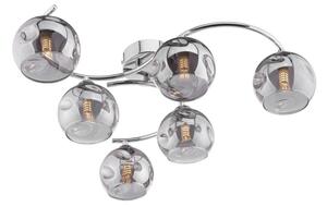 Dar Lighting Nakita 6 Light Semi Flush Ceiling Light In Polished Chrome With Smoked Dimpled Glass NAK6450-15