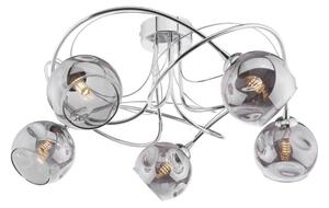 Dar Lighting Onawa 5 Light Semi Flush Ceiling Light In Polished Chrome With Smoked Glass ONA5450-15
