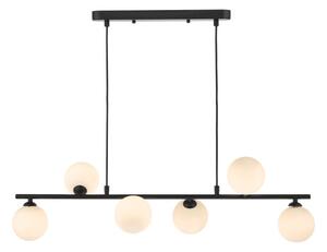 Dar Lighting Spiral 6 Light Bar Pendant Light In Matt Black Finish With Opal Glass SPI6422-02