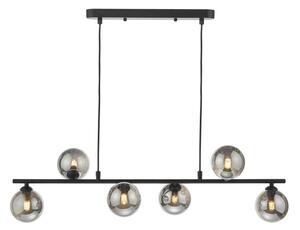 Dar Lighting Spiral 6 Light Bar Pendant Light In Matt Black Finish With Smoked Glass SPI6422-01