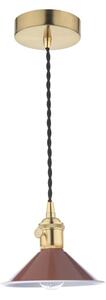 Dar Lighting Hadano Single Ceiling Pendant Light In Natural Brass With Umber Shade