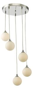 Dar Lighting Federico 5 Light Cluster Ceiling Pendant Light In Polished Chrome With Opal Glass