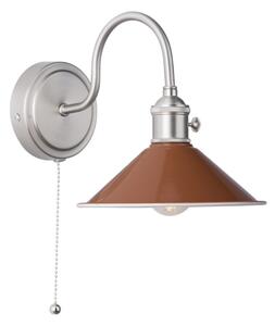 Dar Lighting Hadano Single Wall light In Antique Chrome With Umber Shade