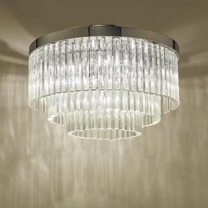 Dar Lighting Logan 5 Light Flush Ceiling Light In Polished Chrome With Clear Glass Rods