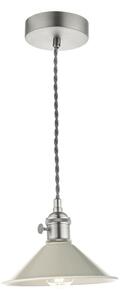Dar Lighting Hadano Single Ceiling Pendant Light In Antique Chrome With Taupe Shade