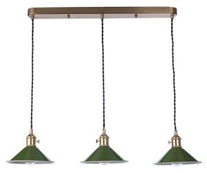 Dar Lighting Hadano 3 Light Bar Ceiling Pendant Light In Natural Brass With Olive Shades