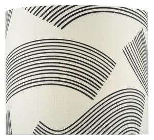 Dar Lighting Miho Cream Linen Drum Shade With Black Pattern 34 cm