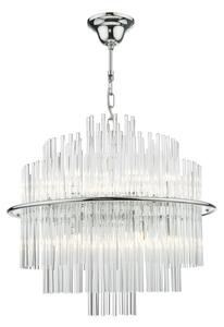Dar Lighting Lukas 13 Light Ceiling Chandelier In Polished Chrome With Glass Rods