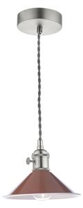 Dar Lighting Hadano Single Ceiling Pendant Light In Antique Chrome With Umber Shade