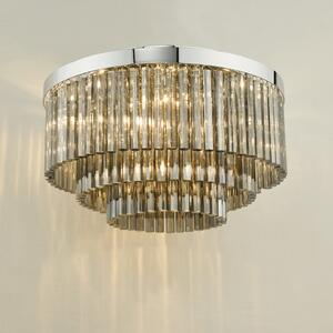 Dar Lighting Logan 5 Light Flush Ceiling Light In Polished Chrome With Smoked Glass Rods