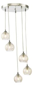 Dar Lighting Federico 5 Light Cluster Ceiling Pendant Light In Polished Chrome Finish With Wire Glass