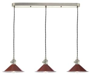 Dar Lighting Hadano 3 Light Bar Ceiling Pendant Light In Antique Chrome With Umber Shades