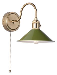 Dar Lighting Hadano Single Wall light In Natural Brass Finish With Olive Shade