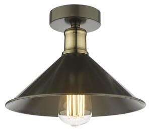 Dar Lighting Jalen Single Flush Ceiling Light In Graphite And Antique Brass Finish