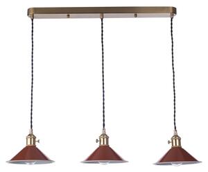 Dar Lighting Hadano 3 Light Bar Ceiling Pendant Light In Natural Brass With Umber Shades