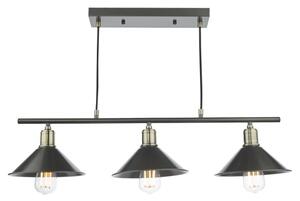 Dar Lighting Jalen 3 Light Bar Ceiling Pendant In Graphite Finish And Antique Brass Finish