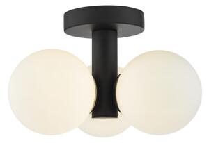 Dar Lighting Blake Bathroom 3 Light Semi Flush Ceiling Light In Black With Opal Glass Shades IP44