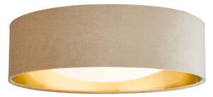 Dar Lighting Nysa 2 Light Flush Ceiling Light With Taupe Velvet Shade And Frosted Diffuser 40 cm