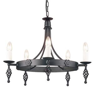 Elstead Belfry BY5 5 Light Ceiling Pendant In Black Wrought Iron