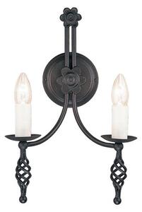 Elstead Belfry BY2 Double Wall Light In Black Wrought Iron