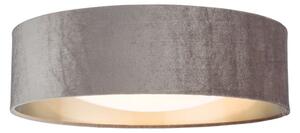 Dar Lighting Nysa 2 Light Flush Ceiling Light With Mink Brown Velvet Shade And Frosted Diffuser 40 cm