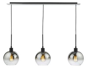 Dar Lighting Lycia 3 Light Bar Ceiling Pendant Light In Black Finish With Smoked Ombre Glass