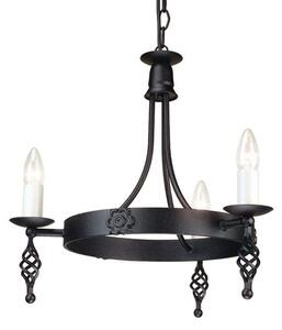 Elstead Belfry BY3 3 Light Ceiling Pendant In Black Wrought Iron