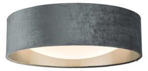 Dar Lighting Nysa 2 Light Flush Ceiling Light With Dark Grey Velvet Shade And Frosted Diffuser 40 cm