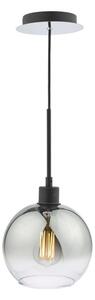 Dar Lighting Lycia Single Ceiling Pendant Light In Black With Smoked Ombre Glass