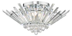 Dar Lighting Nimbus 5 Light Flush Ceiling Light In Polished Chrome With Crystal Glass