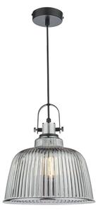 Dar Lighting Rhode Large Ceiling Pendant Light In Polished Chrome Finish With Smoked Ribbed Glass