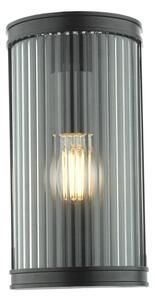 Dar Lighting Anund Bathroom Wall Light in Black Finish With Clear Ribbed Glass IP44