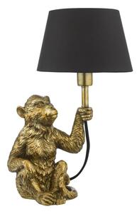 Dar Lighting Zira Monkey Sculpture Table Lamp In Gold Finish With Black Faux Silk Shade
