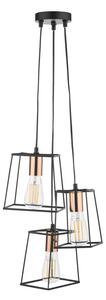 Dar Lighting Tower 3 Light Cluster Ceiling Pendant In Matt Black And Copper
