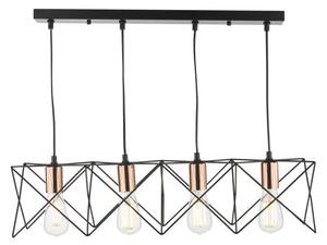 Dar Lighting 4 Light Bar Ceiling Pendant Light In Black Finish With Copper Detail