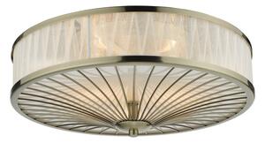 Dar Lighting Oslo 3 Light Flush Ceiling Light In Antique Brass Finish With Ivory Organza Border