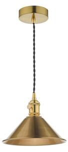 Dar Lighting Hadano Single Ceiling Pendant Light In Natural Brass With Brass Shade