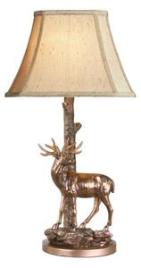 Dar Lighting Gulliver Deer Resin Table Lamp In Aged Brass With Gold Faux Silk Shade