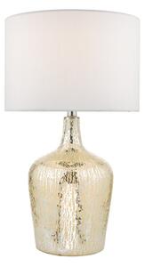 Dar Lighting Lolek Table Lamp In Silver With Ivory Faux Silk Shade