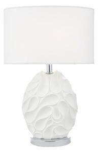 Dar Lighting Zachary Oval Resin Table Lamp In White With Linen Shade