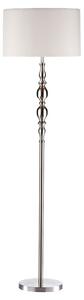 Dar Lighting Madrid Floor Lamp In Satin Chrome Finish With White Faux Silk Shade