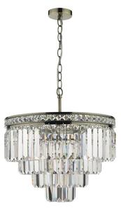 Dar Lighting Vyana 4 Light Crystal Ceiling Pendant Light In Antique Brass Finish