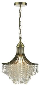 Dar SUR0108 Suri Crystal Pendant Ceiling Light In Antique Brass